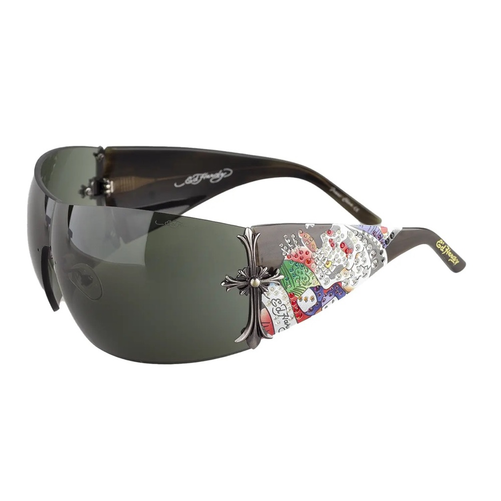 2000s Vintage Ed Hardy Tattoo Shield Sunglasses
